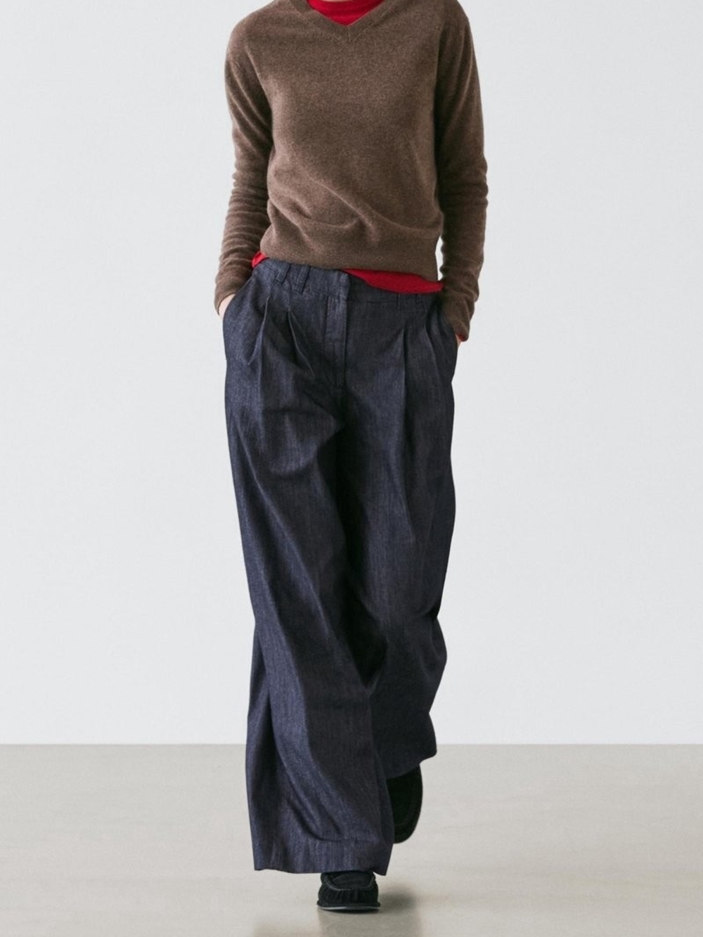 Massimo Dutti Wide-Leg Jeans in Dark Indigo